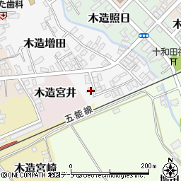 青森県つがる市木造増田11周辺の地図