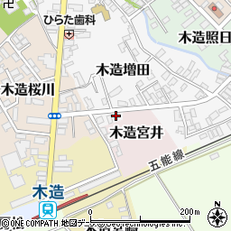青森県つがる市木造増田12周辺の地図