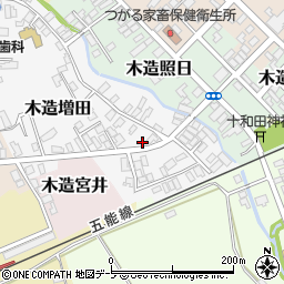 青森県つがる市木造増田10周辺の地図