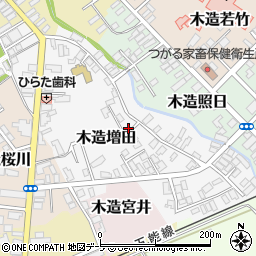 青森県つがる市木造増田周辺の地図