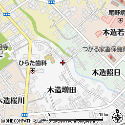 青森県つがる市木造増田27周辺の地図