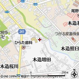 青森県つがる市木造増田26周辺の地図