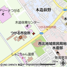 青森県つがる市木造若緑58-1周辺の地図