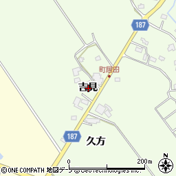 青森県つがる市木造中館吉見周辺の地図