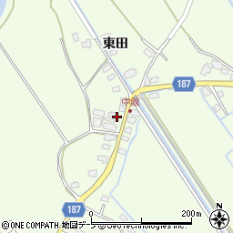 青森県つがる市木造中館田浦周辺の地図