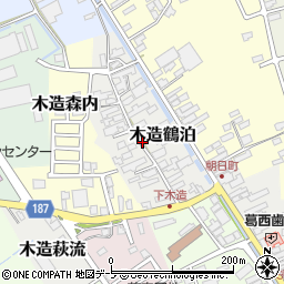 青森県つがる市木造鶴泊周辺の地図