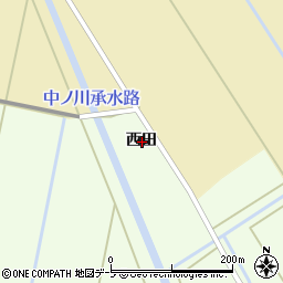 青森県つがる市木造中館西田周辺の地図