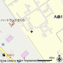 青森県むつ市大曲1丁目15周辺の地図