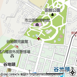 函館公園裏門横トイレ周辺の地図