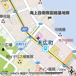 函館市役所教育委員会　学校教育部北方民族資料館周辺の地図