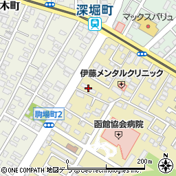 函館地区職員宿舎周辺の地図