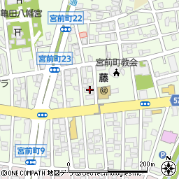 函館市役所　子ども未来部次世代育成課要保護児童等支援担当宮前児童館周辺の地図