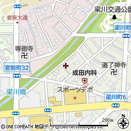 北海道函館市梁川町周辺の地図