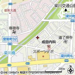 北海道函館市梁川町周辺の地図