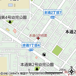 本通小学校裏周辺の地図