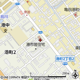 函館市役所教育委員会　学校教育部港図書室周辺の地図