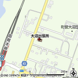 七飯町役場　大沼・多目的会館周辺の地図