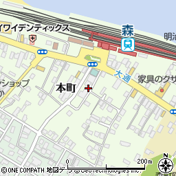 北海道茅部郡森町本町122周辺の地図