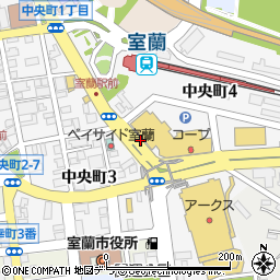 北海道室蘭市中央町周辺の地図