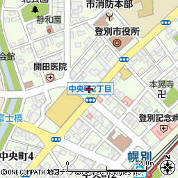 北海道登別市中央町周辺の地図
