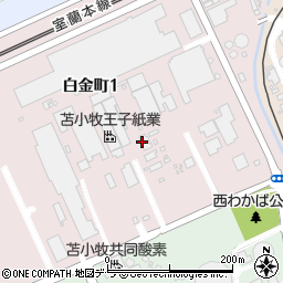 苫小牧王子紙業株式会社　生産第二部施設周辺の地図