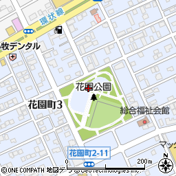 花園公園トイレ周辺の地図