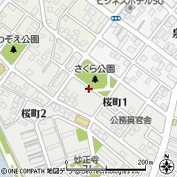 北海道恵庭市桜町1丁目周辺の地図