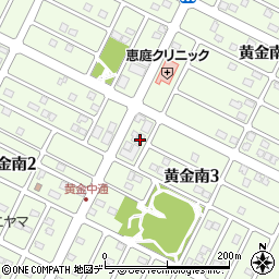 北海道恵庭市黄金南周辺の地図