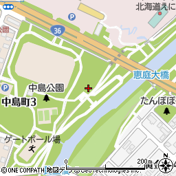 北海道恵庭市中島町周辺の地図