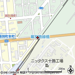 幕別跨線橋周辺の地図