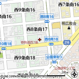 セブンイレブン帯広西８条春駒通店周辺の地図