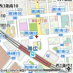 帯広駅西口周辺の地図