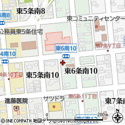 帯広東六条郵便局周辺の地図