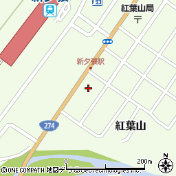 北海道夕張市紅葉山53周辺の地図