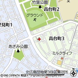北海道北広島市高台町3丁目7-4周辺の地図