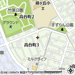 北海道北広島市高台町3丁目4-3周辺の地図