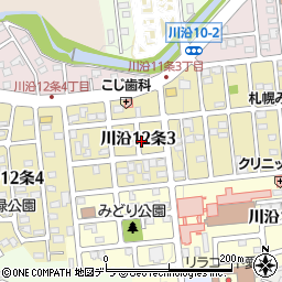 北海道札幌市南区川沿１２条3丁目周辺の地図