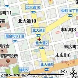 北海道釧路市北大通周辺の地図
