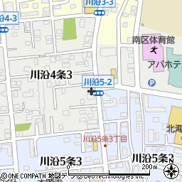 北海道札幌市南区川沿４条3丁目3-2周辺の地図