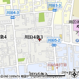 北海道札幌市南区川沿４条周辺の地図