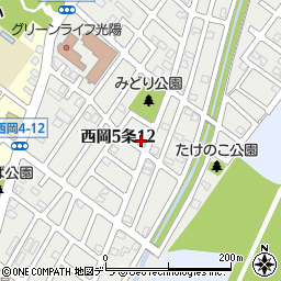北海道札幌市豊平区西岡５条12丁目周辺の地図