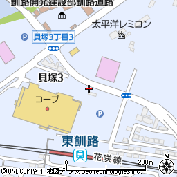 三菱商事エネルギー釧路貝塚ＳＳ周辺の地図