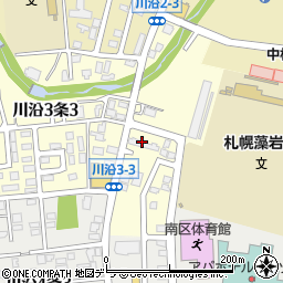 北海道札幌市南区川沿３条周辺の地図