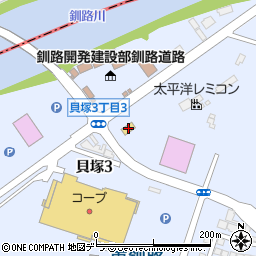 ローソン釧路貝塚三丁目店周辺の地図
