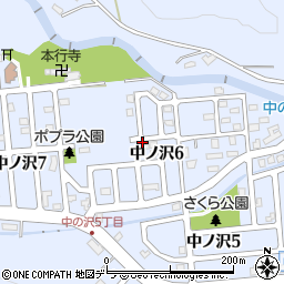 北海道札幌市南区中ノ沢6丁目周辺の地図