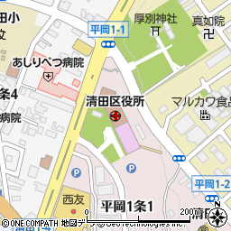 北海道札幌市清田区周辺の地図