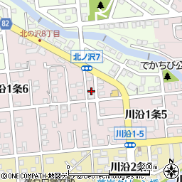 北海道札幌市南区川沿１条5丁目3-4周辺の地図