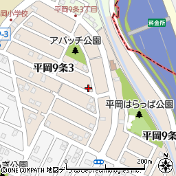 北海道札幌市清田区平岡９条周辺の地図