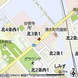 北海道清水町（上川郡）北３条周辺の地図