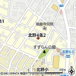 北海道札幌市清田区北野４条2丁目周辺の地図